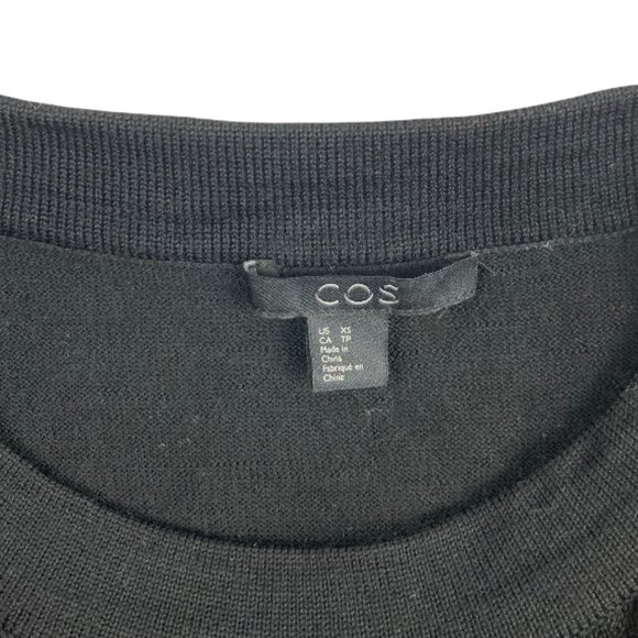 COS Black Frilled Wool Crew Neck Textured Front Sweater XS - Picture 5 of 6